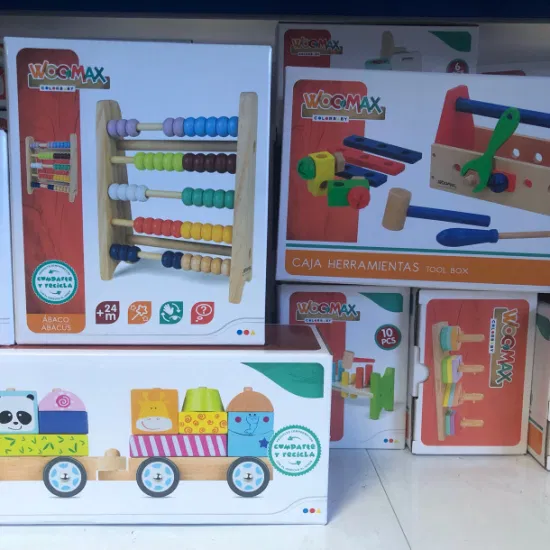 Giocattoli di legno personalizzati Giochi di apprendimento educativo Stampa di scatole di imballaggio Scatole di carta ondulata